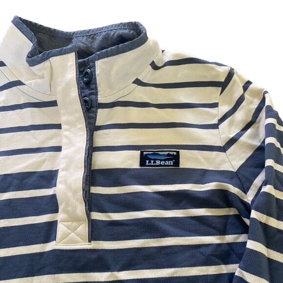 L.L. Bean Striped Cotton Rugby Henley Size M Petite - Picture 2 of 5